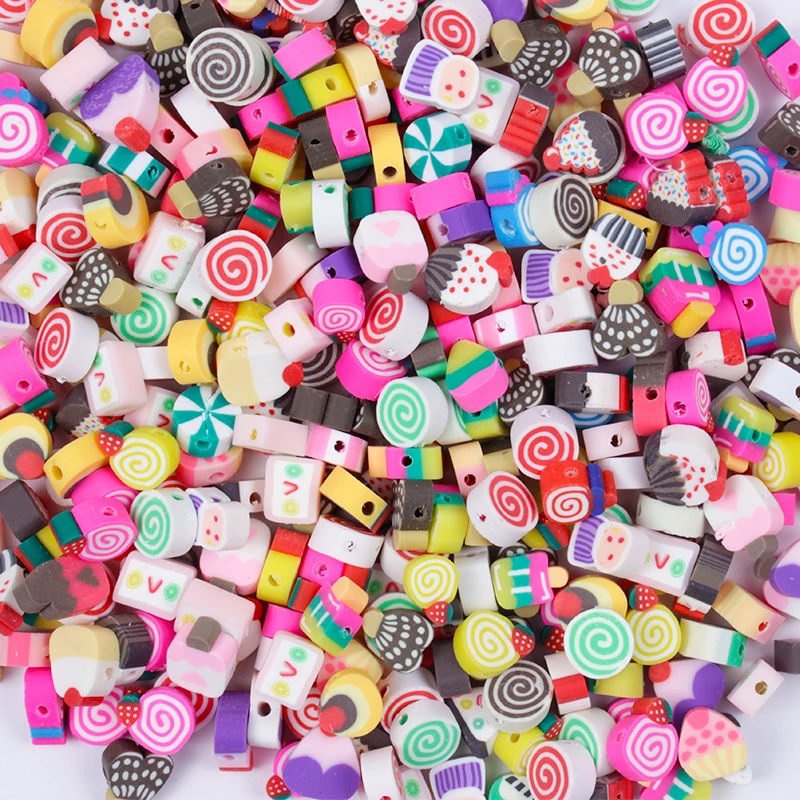 50/100 шт, смешанные цвета, разноцветные бусины Свободные шарики мороженого в анималистическом стиле Полимерная глина Spacer Бусины для самостоятельного изготовления, браслет, ожерелье, ювелирные изделия