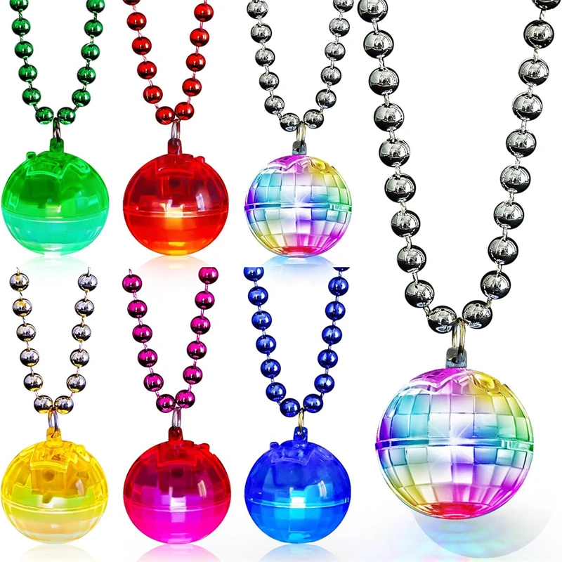 LED Disco Ball Necklaces 70s Party Decorations & Accessories for Women Dance Supply and Favors for Disco Parties