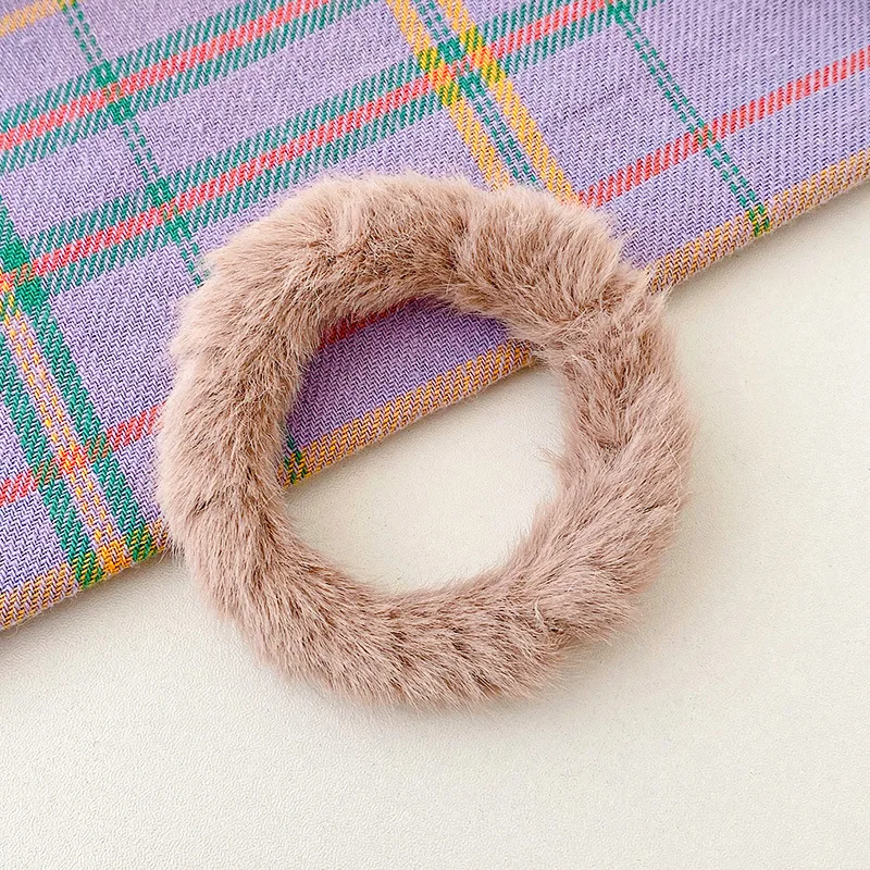 Youyan  New Scrunchie Winter Warm Hair Bands Scrunchie Soft Faux Fur Women Girls Elastic Hair fur Headband diademas por mayor