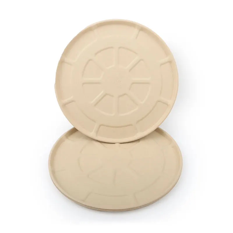 PFAS Free Factory Wholesale disposable fast food container box compostable bamboo pulp paper pizza plate with 1 or 3 partition