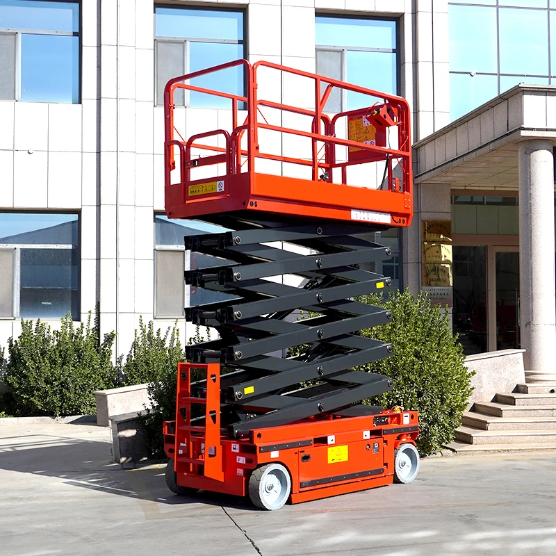 10m 12m 14m Mobile Hydraulic Battery Trailer Electric Scissor Type Mobile Lift Aerial Work Platform