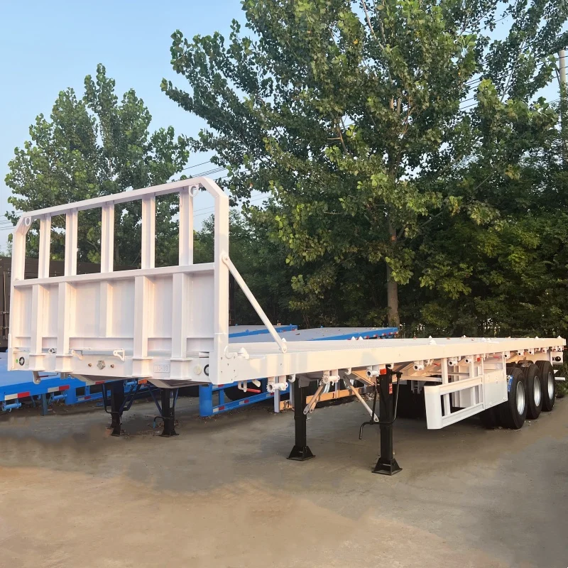 Shipping 40 Feet 60 Tons 80 Ton 2 3 4 Axles Flatbed Container Semi Truck Trailers Flatbed Trailers