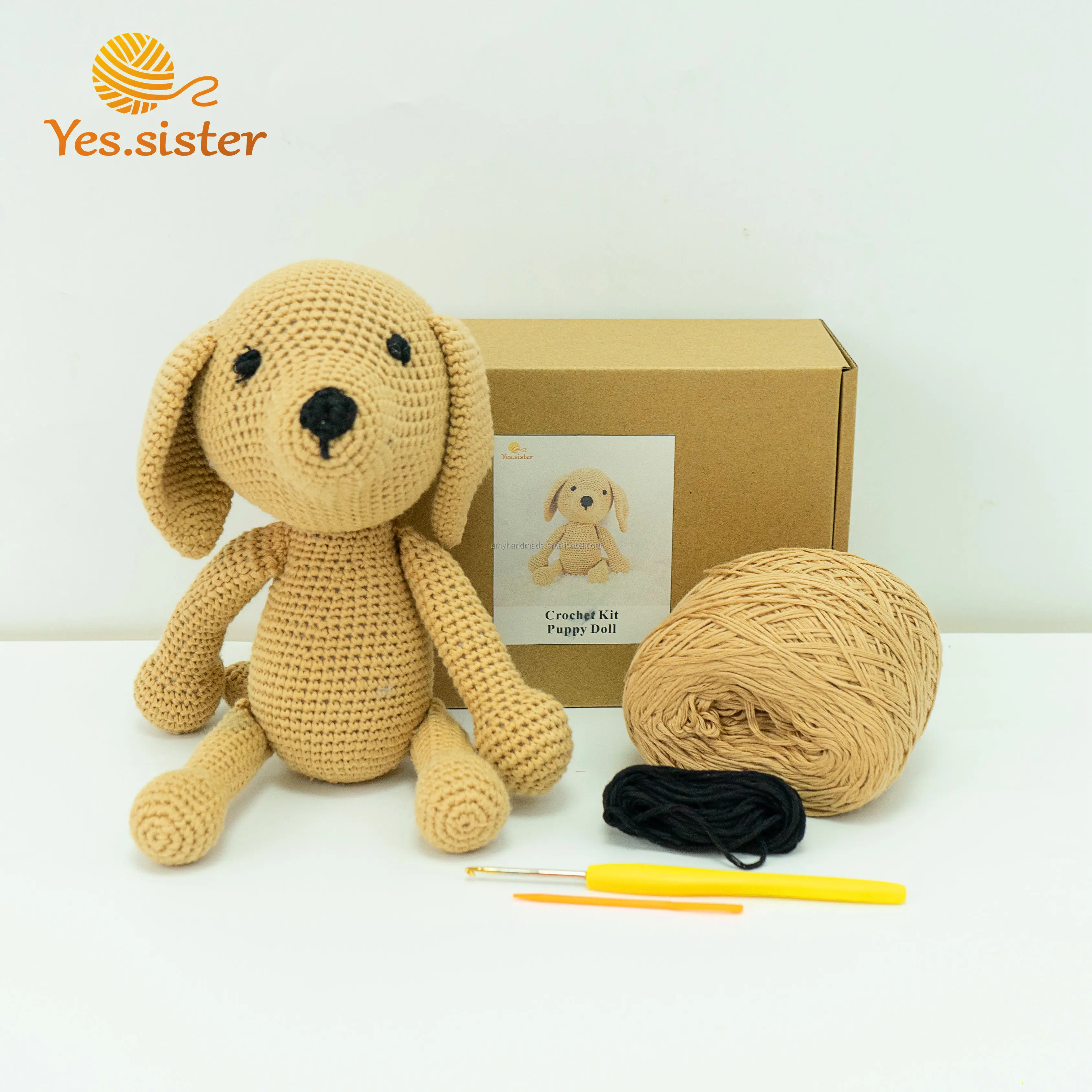 Diy Easy Starter Puppy Amigurumi Crochet Dog Pattern Kit beginner Crochet kit with yarn amigurumi easy DIY