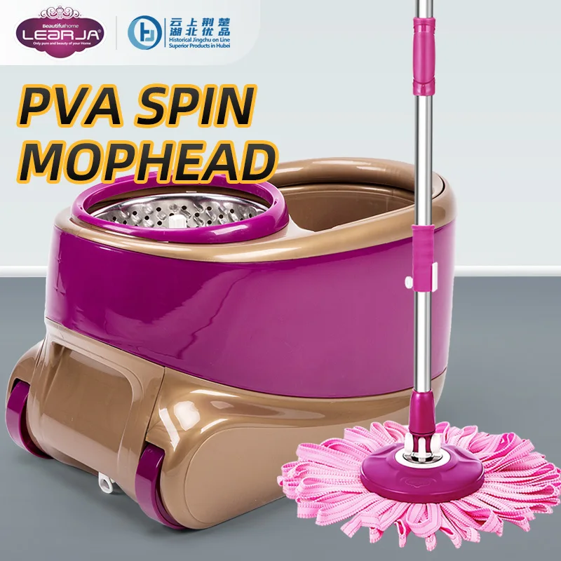 Stainless steel telescopic handle detachable rotary mute roller mop cleaning hands-free magic mop 360, with removable bucket