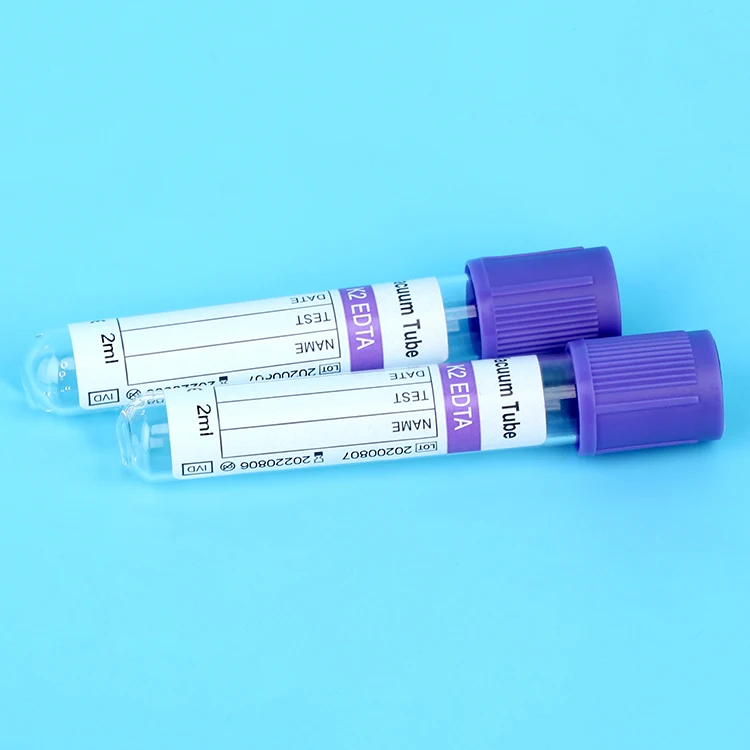 Hot Sale Factory Direct 5 ML Medical Test Sterile Purple Top Disposable EDTA K2 K3 Blood Collection Tube