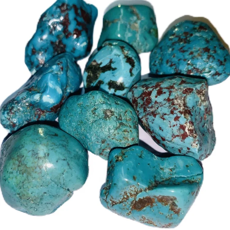 Turquoise Blue Stones with Dark Veins Blue Beads Large Chunky