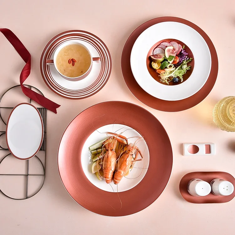 western luxury horeca wedding catering tableware bone china plate dinner ware unbreakable dinner plates modern  dinning plate