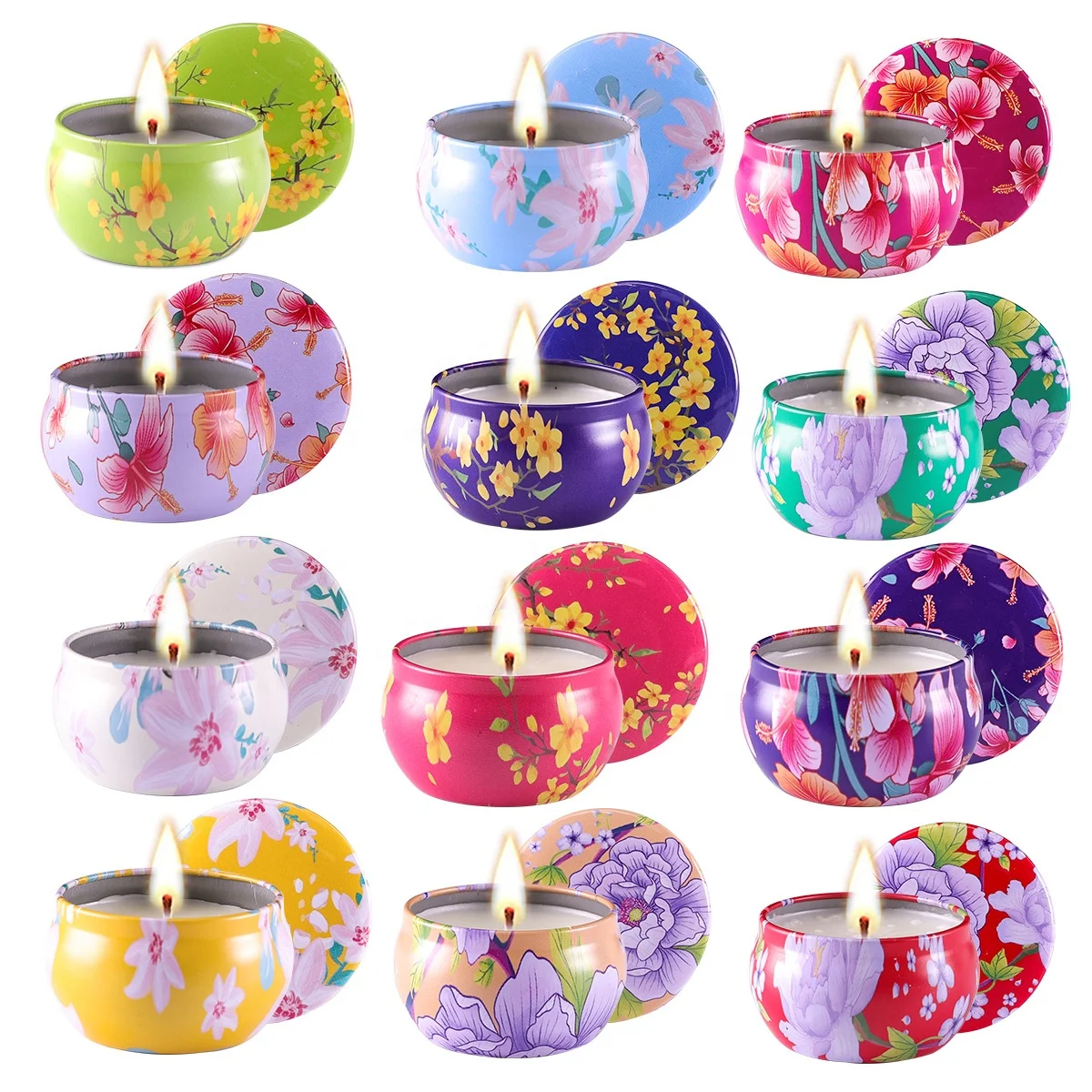 Wholesale 2.5 oz Metal Tins Jar Candle Luxury Gift Set Aroma Soy Wax Scented Candles