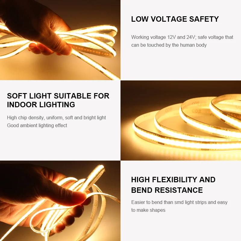 Warm White Super Bright CE Flexible Suppliers 320 Led Smart Rgb 12v 24v Rgbic Outdoor Waterproof Cob Led Strip Light