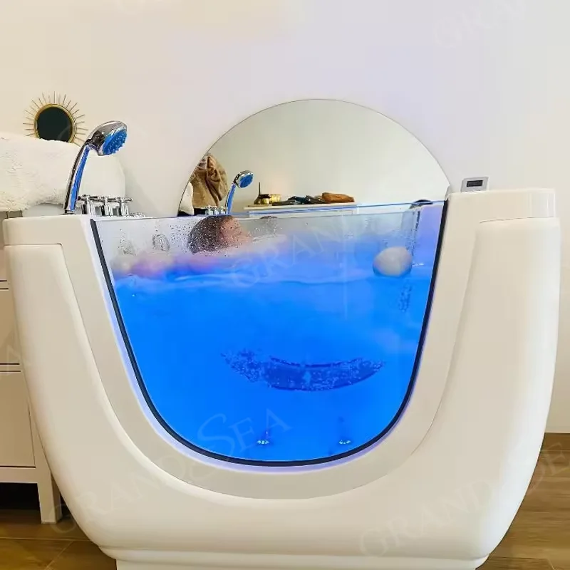 Home Indoor Small Hydromassage Bathtub Acrylic Baby Spa Bathtub Freestanding Hot Tub