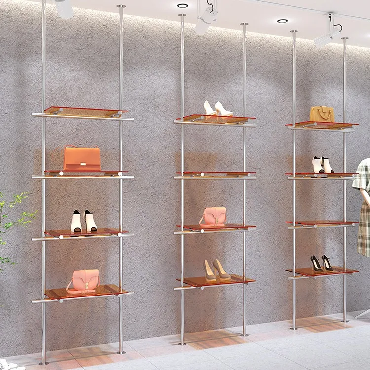 Custom Stainless Steel Handbag Bag Shelf Boutique Commercial Ladies Wall Mounted bag Stand Racks for Modern Shops Store