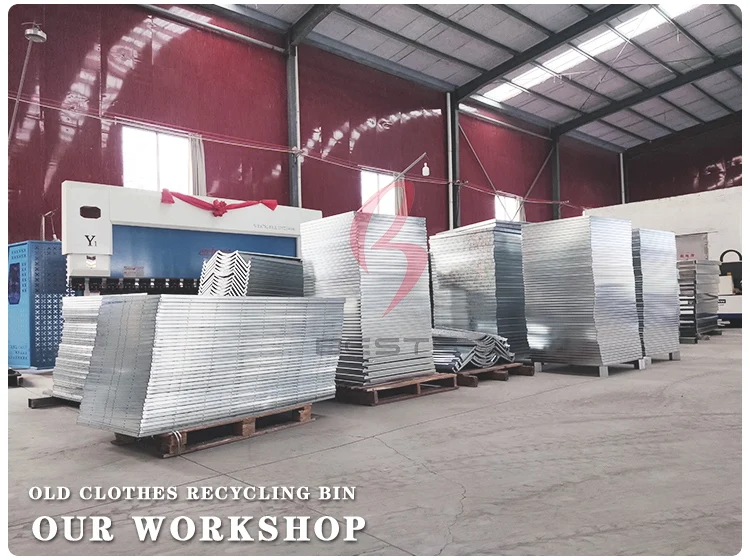 Manufacturer low price 10- 24 gauge galvanized steel different size clothing books donation bins