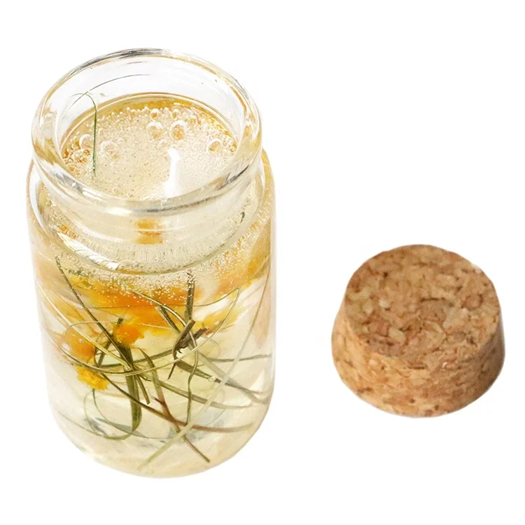 factory customized crystal gel wax dried flowers candle jars present gift real flowers gel wax candle glass
