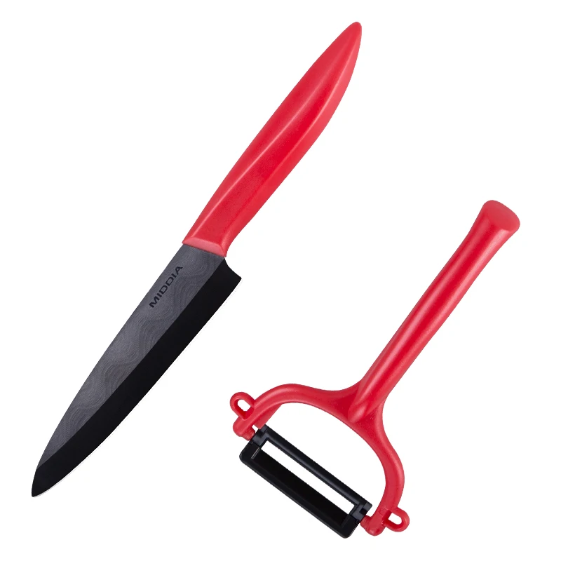 MIDDIA Stainless Steel Black Blade Fruit Carving Knife Set Disposable Ceramic Kitchen Knives PP Handle Utility Features Food