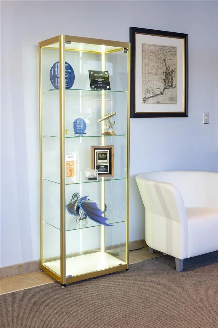 Cheap Price Commercial Glass Display Tower Showcase for Collectibles Lockable Aluminum Frame Display Cabinet