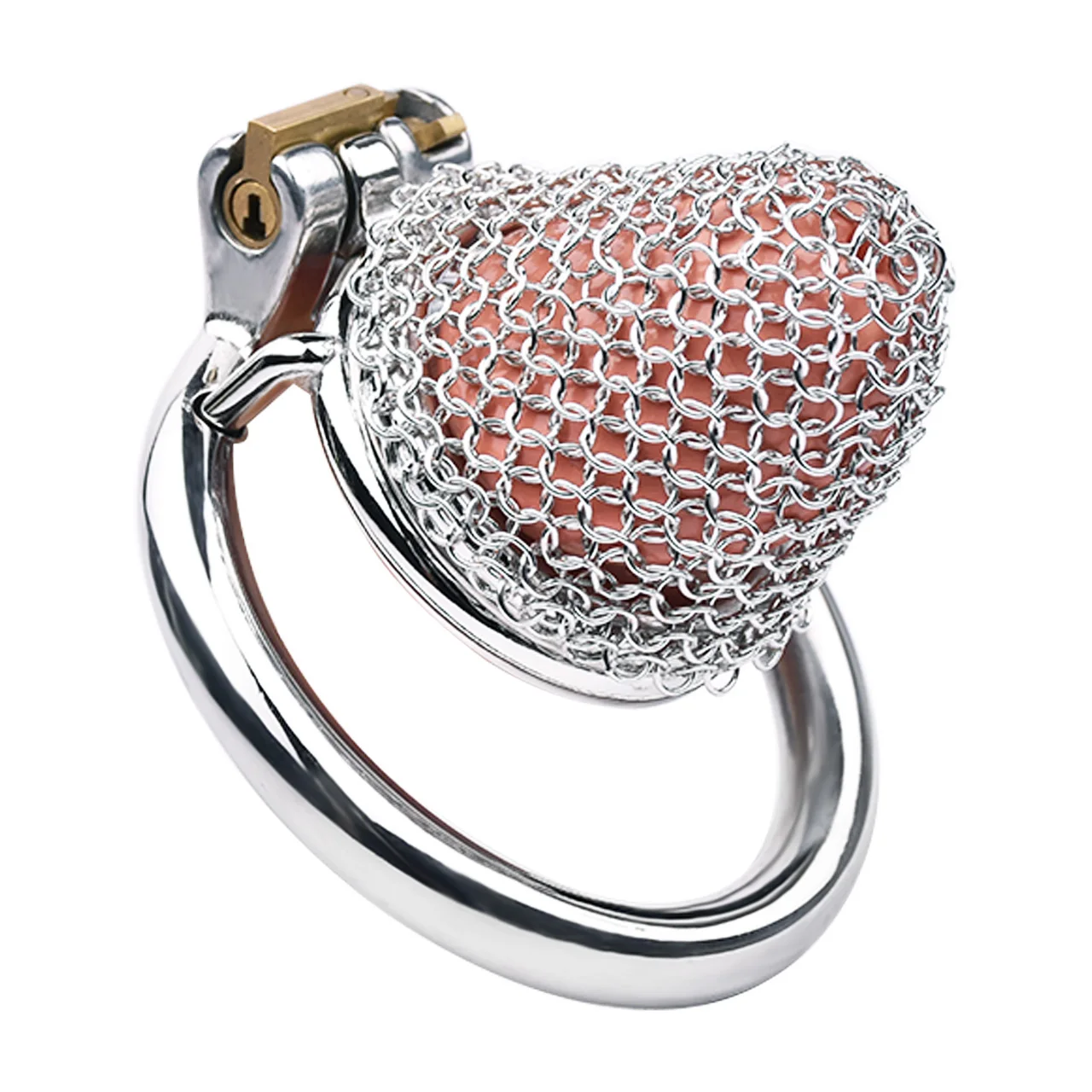 FRRK Price Reduction Cock Cage For Men Chain Mesh Net Metal Male Chastity Cage Lock Male Penis Bondage Play