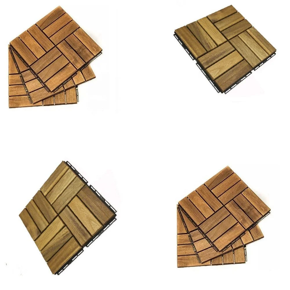 Acacia Wood Interlocking Deck Tiles, Plastic wood composite interlock deck tile or Plastic Decking Flooring Tiles B6217