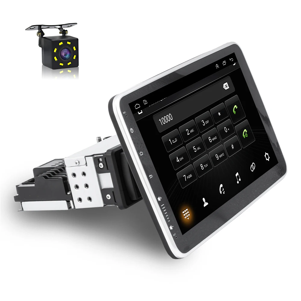 Android 10.1 rotating 2.5D touch screen car android player with gps wifi BT mirror link car radio android GPS with rear camera