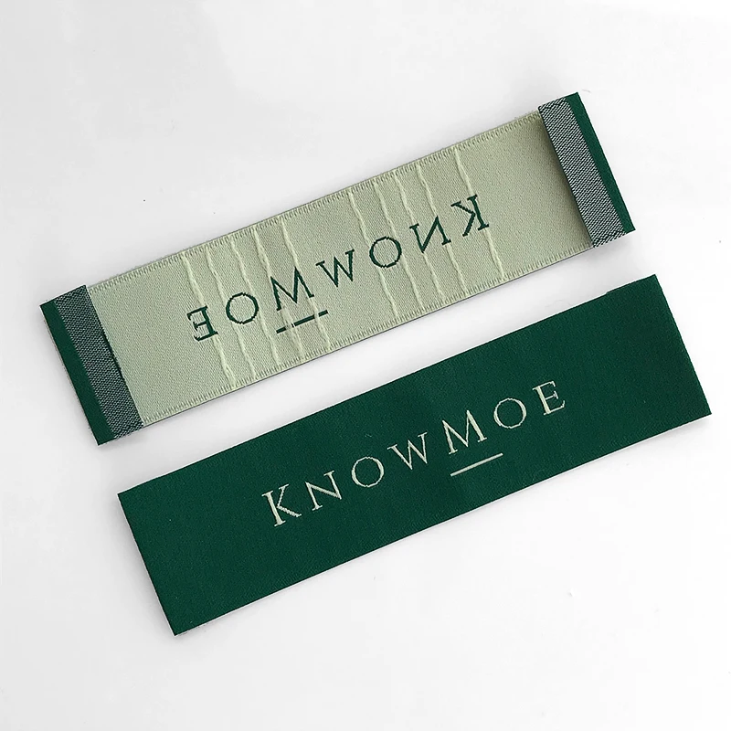 New Design Big Mens T Shirt Green Orange Gold Metal Thread Textile Woven Cloth Label For Polo Sports Clothing