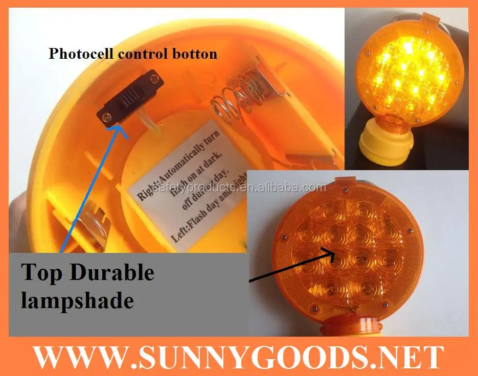 road hazard amber strobe warning lamp flashlight with magnetic base blinking led solar lights