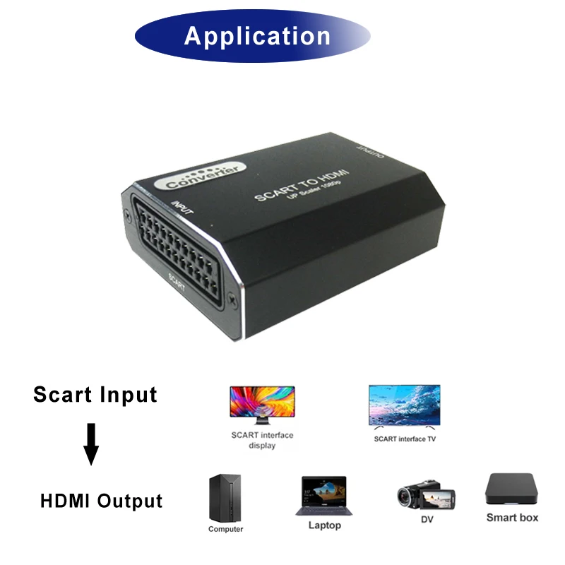 1080P Scart to HDMI up Scaler hdtv Converter Audio Video Adapter with USB Cable For TV DVD PS4 Scart input hdmi output converter