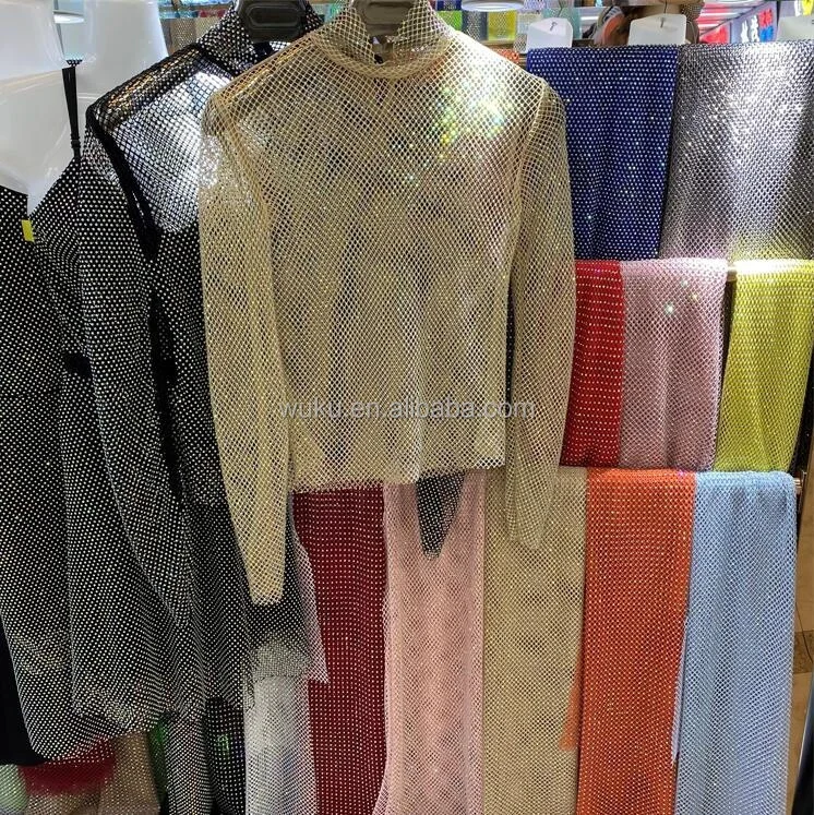 colorful crystal mesh fabric 100cm width