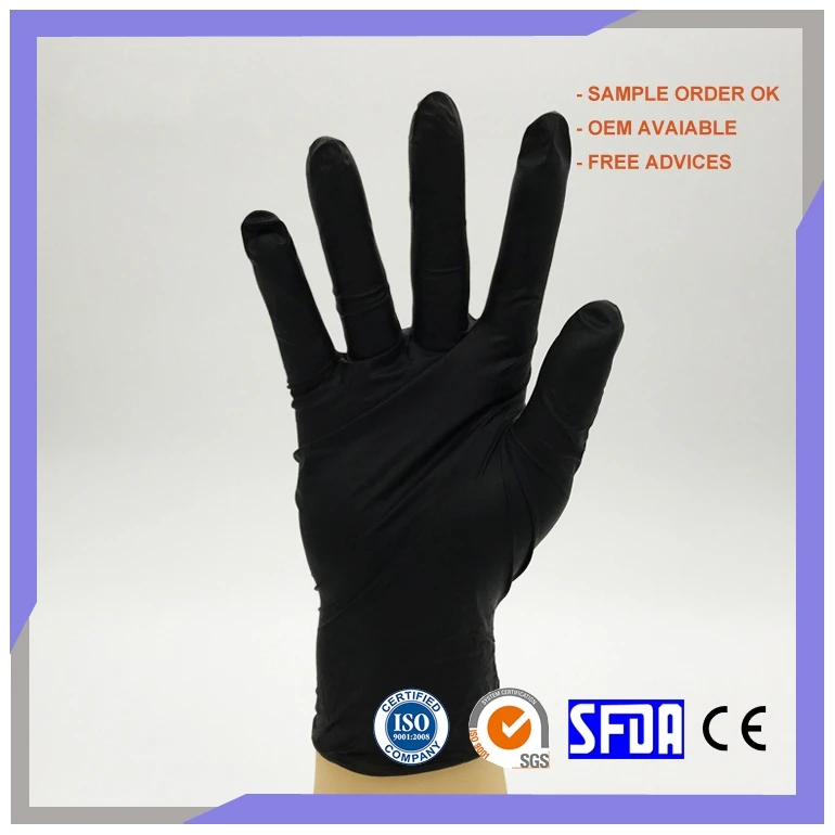 Thin Black Disposable Nitrile 3.5g Weight 3.5 MIL Household Rubber Working Kitchen Branded Cheap Good Quality Gloves
