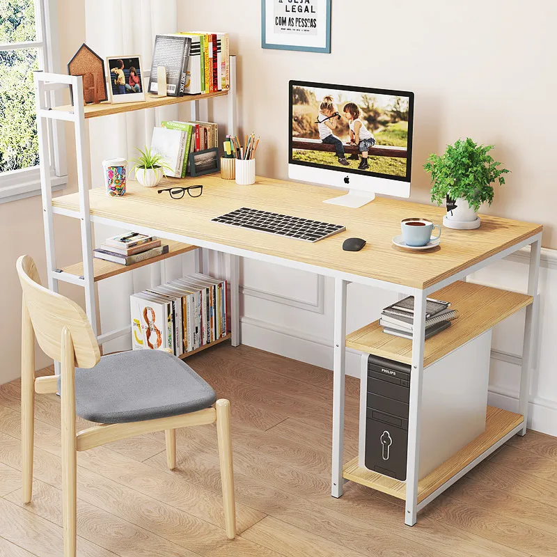 
Computer Desk Study Writing Table for Home Office, Industrial Simple Style PC Desk, Black Metal Frame kids desk 