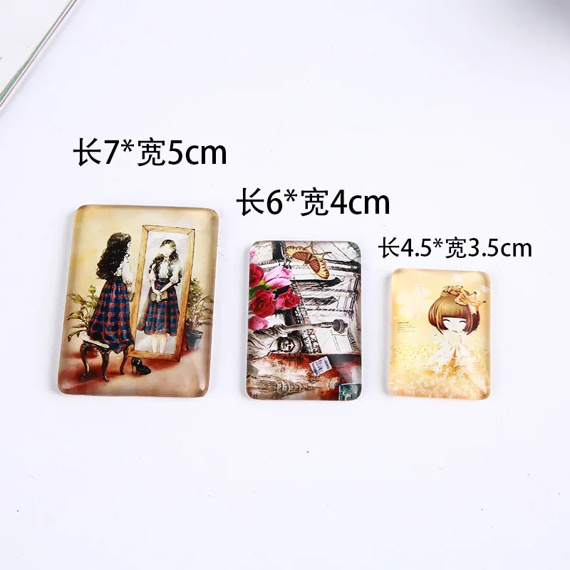 square shape glass souvenir fridge magnet cute decoration items