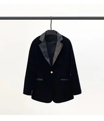 2021 New Short sheep leather spliced gold velvet suit for leisure