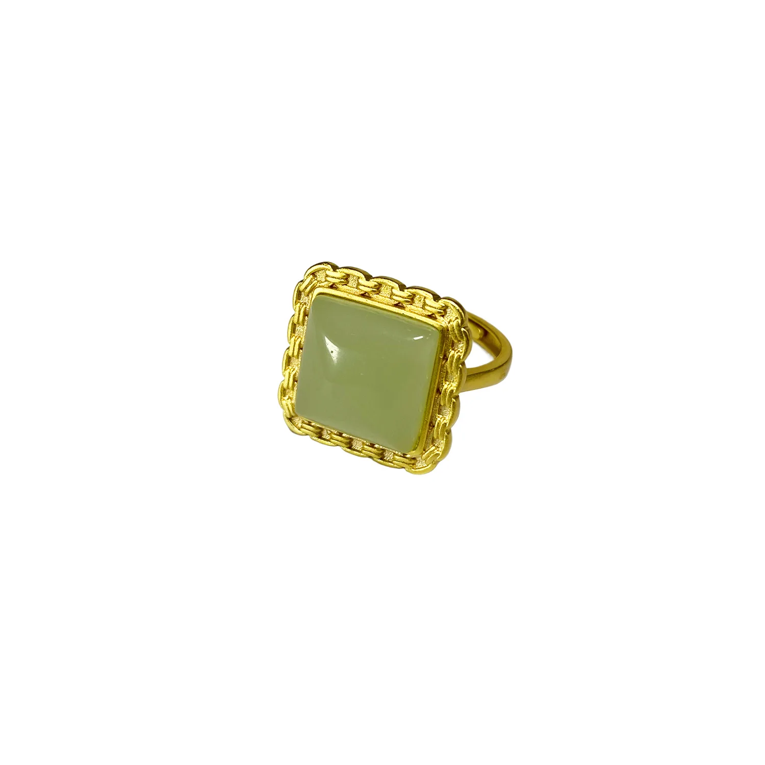 jade ring gold plated female index finger ring with high chain pair ring jewelry palace style country tide