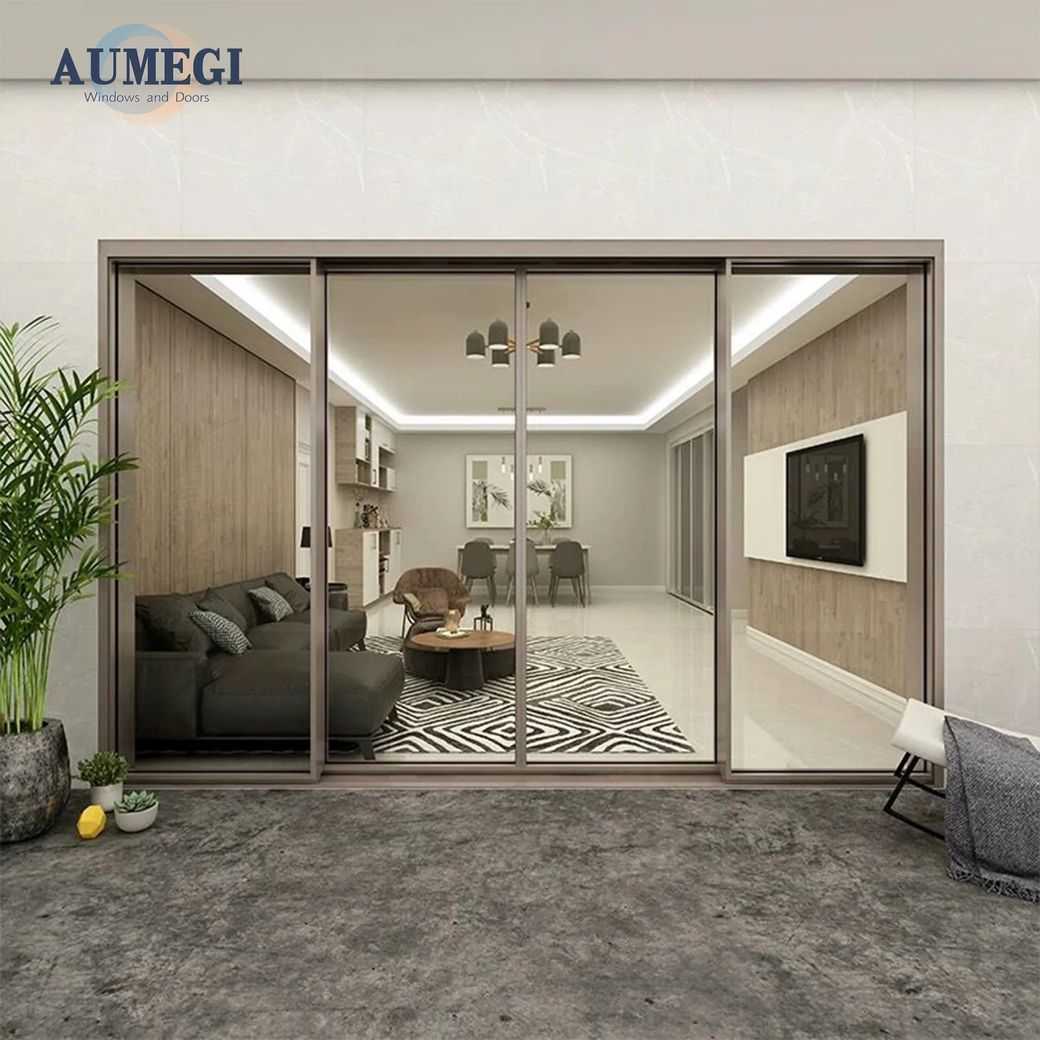 Aumegi Made In China Slide Door Hanging Track Slide Swing Door Security Sliding Glass Door
