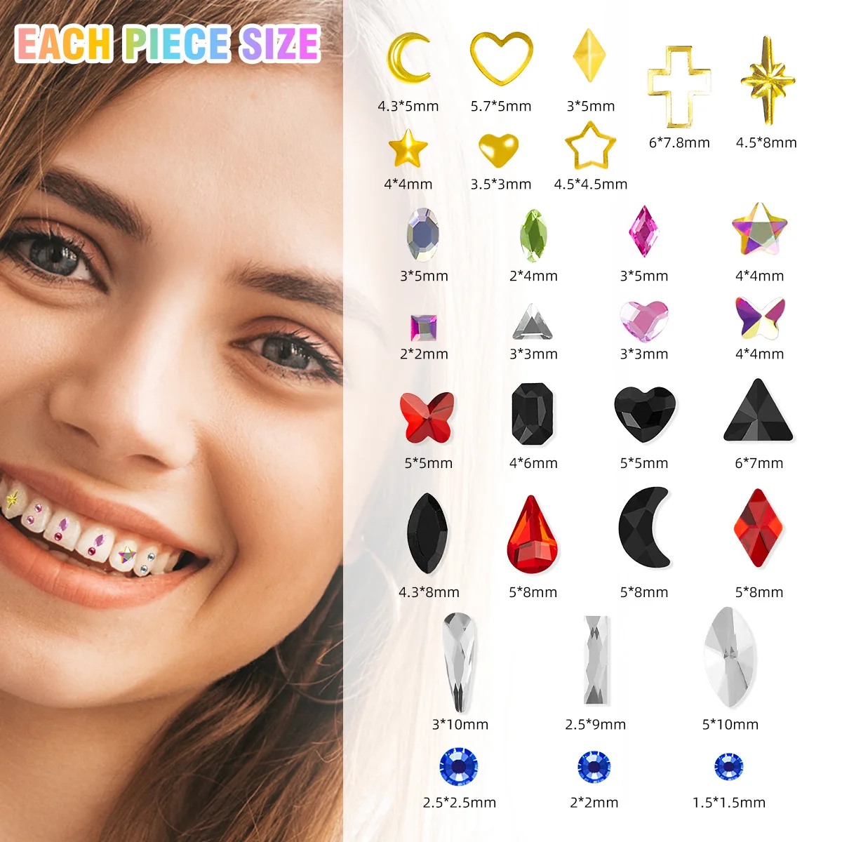 Custom DIY tooth jewelry gems kit artificial fashionable crystal tooth ornaments decorations sweet smile  swarovski gems