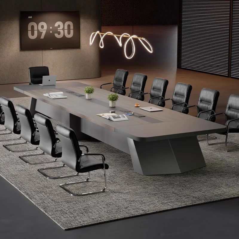 Modern Luxury Office Furniture High-End Wooden Meeting Table Chair Set School Meeting Room Reception Desk Wood Panel Conferences