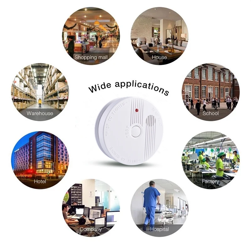 Hot sale standalone smoke detector 10 years life DC 9V battery smoke alarm EN14604 fire alarm for hotel security