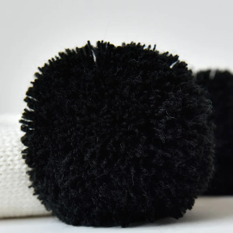 RTS Unisex Babys Winter Warm Knitted Hat with Pompom Toddler Girls Boys Beanie Custom Thick Fleece Lining Children Hat