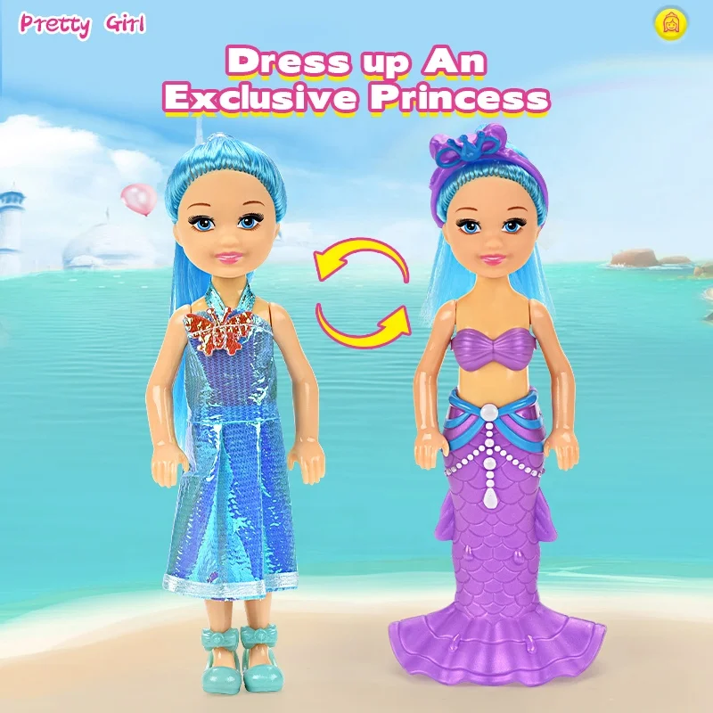 5 Inch Clothes Changing Mermaid Doll Small And Cute Movable Joints Portable Sweet Fashion Girl Gift Dolls Toys For Kids