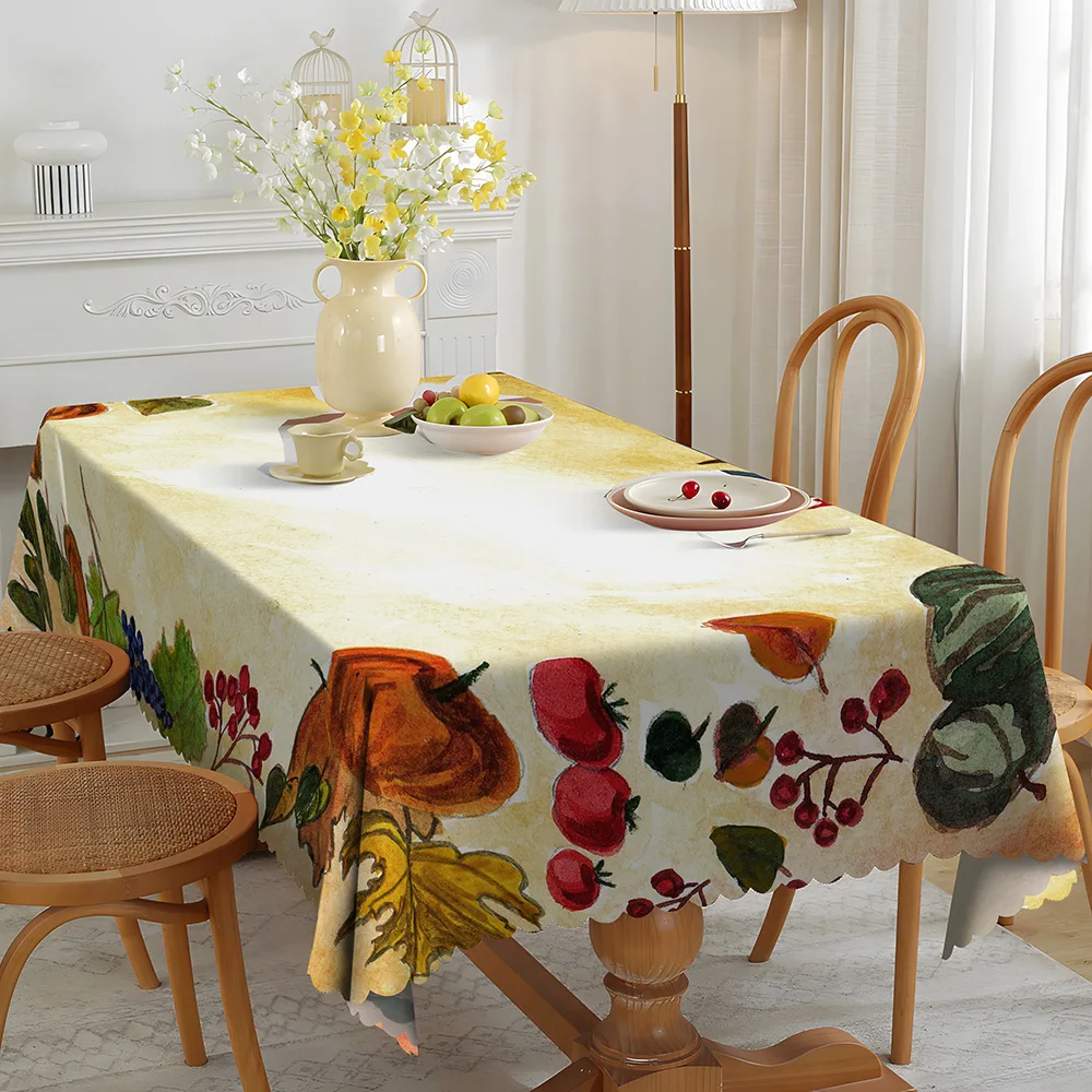 Autumn Pumpkin Tablecloth Printed Spill Resistant Festival Tablecloth for Thanksgiving Harvest Fall