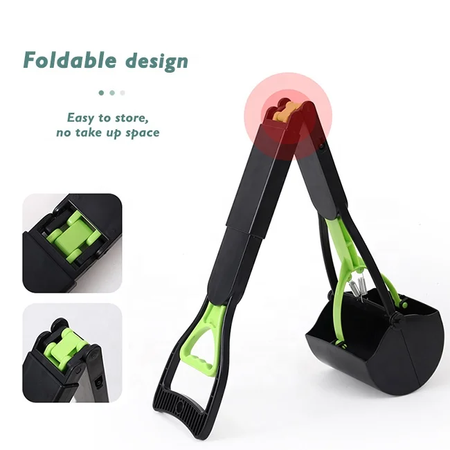 80cm Long Handle Dog Waste Carrier Shit Cleaning Poop Scooper Foldable Plastic Dog Pet Poop Picker