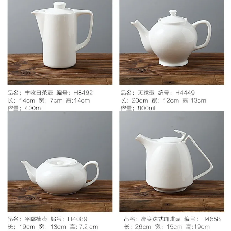 Nordic Simple Solid Color White Porcelain Multi Container Ceramic Tea Pot Tea Cup Saucer Jar Milk Sugar Pot Gravy Boat