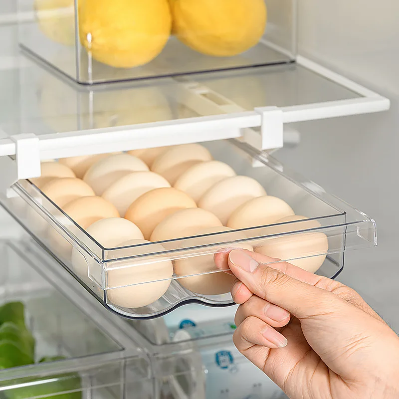 Drawer Type PET Freshness Preservation Food Container Egg Organizer Storage Box for Refrigerator