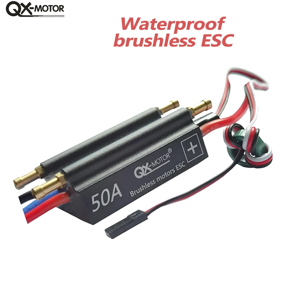 QX-MOTOR Waterproof Brushless ESC 50A 2-6S Speed Controller with Water Cooling System for RC Ships
