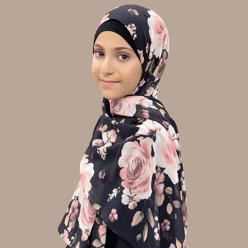 Hot Selling Muslim Women Tudung Breathable Soft Floral Wraps Head Scarf Luxury Printed Chiffon Hijabs