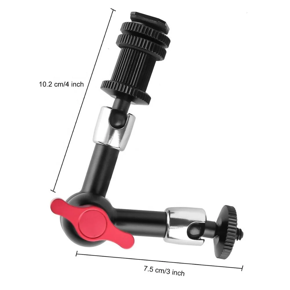 7inch Adjustable Articulating Friction Magic Arm Hot Shoe Mounts Compatible with DSLR Camera Rig, LED Flash Light, LCD Monitor