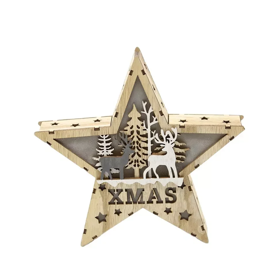 Newish dia40cm led Christmas wood star Hanging Decoration Lights Party Christmas Gift Lights Sets