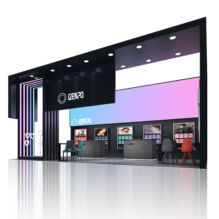 Izexpo Quick Setup Wooden 20x20 Trade Show Booth Display Custom Beauty Fair Island Modular Exhibition Booth Manufactures