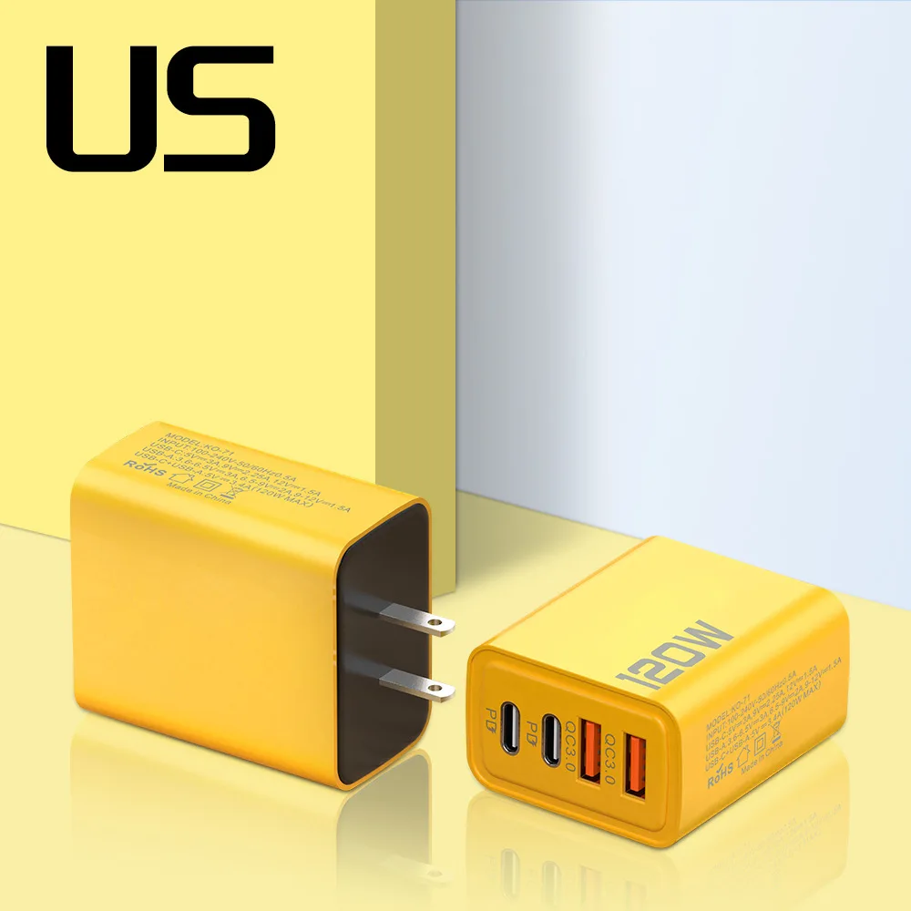 Адаптер для путешествий 120 Вт зарядное устройство PD Type C адаптер 2.4A USB телефона