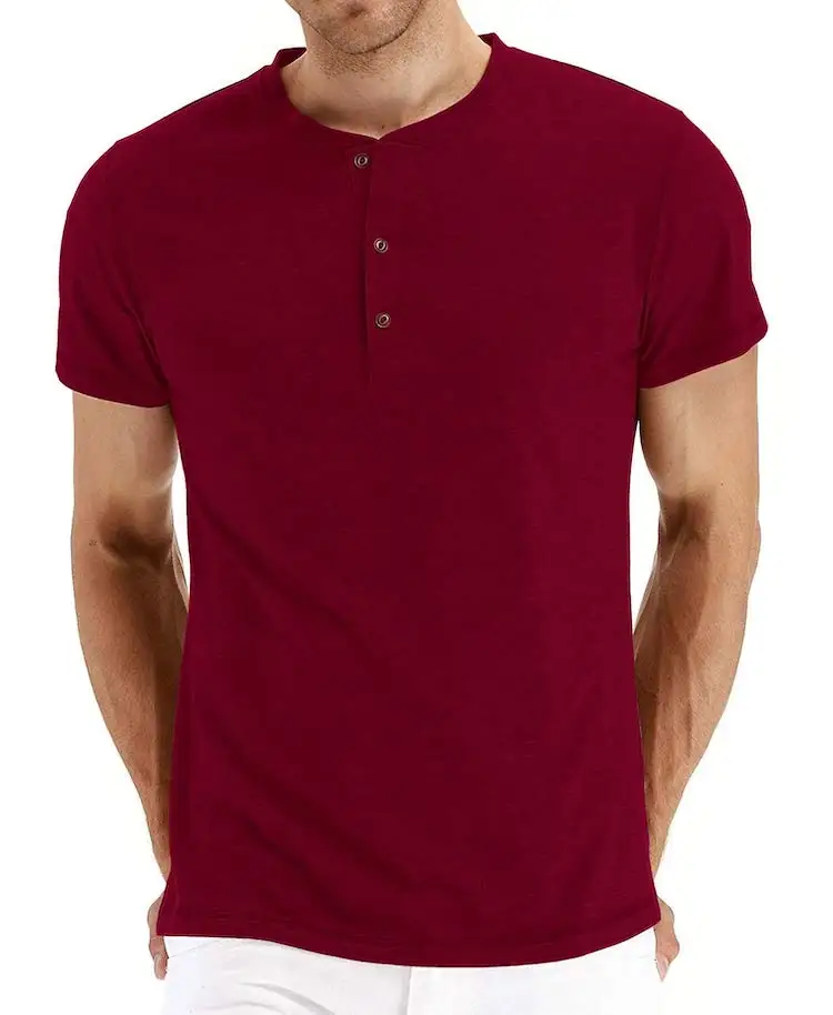 Summer Casual Cotton Crew Neck Button Open Solid Colors Cheap Branded Custom Logo T Shirts