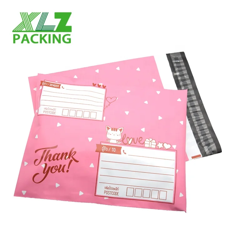 hot sales online seller for pink polka dot plastic parcels postal mailing bag