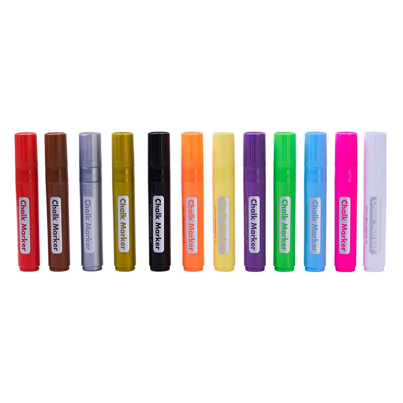 12 Colors Jumbo Chalk Markers - 15mm Window Markers - Use on Cars, Chalkboard, Whiteboard, Blackboard, Glass, Bistro